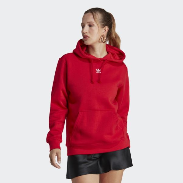 Sweat à Capuche Polaire Adidas Scarlet Adicolor Essentials