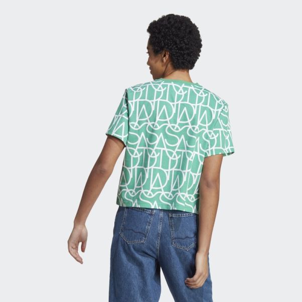 Court Vert Allover Adidas Graphique Copain T-shirt Mode