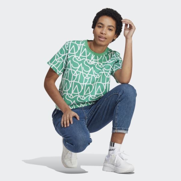 Court Vert Allover Adidas Graphique Copain T-shirt Mode