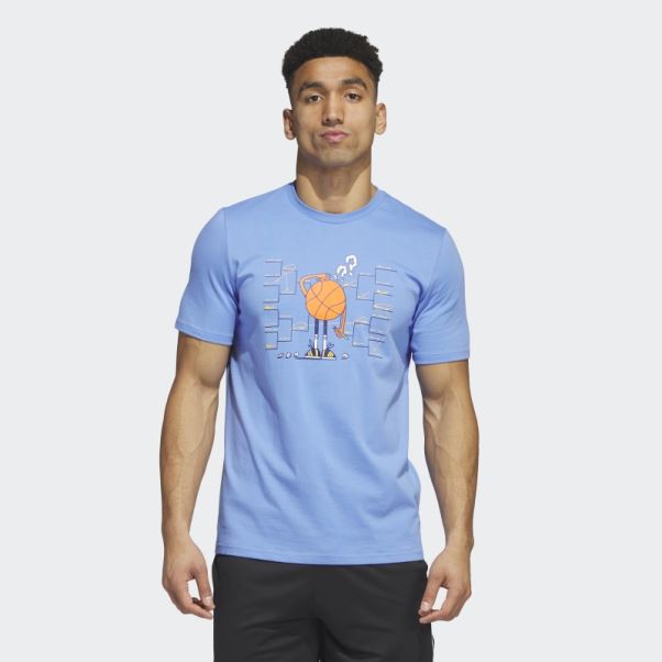 Lil Stripe Support Graphique Manches Courtes Basketball Tee Bleu Adidas