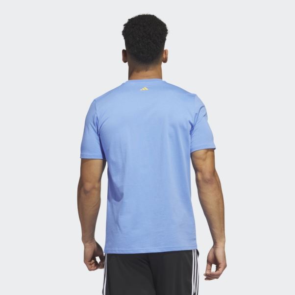 Lil Stripe Support Graphique Manches Courtes Basketball Tee Bleu Adidas