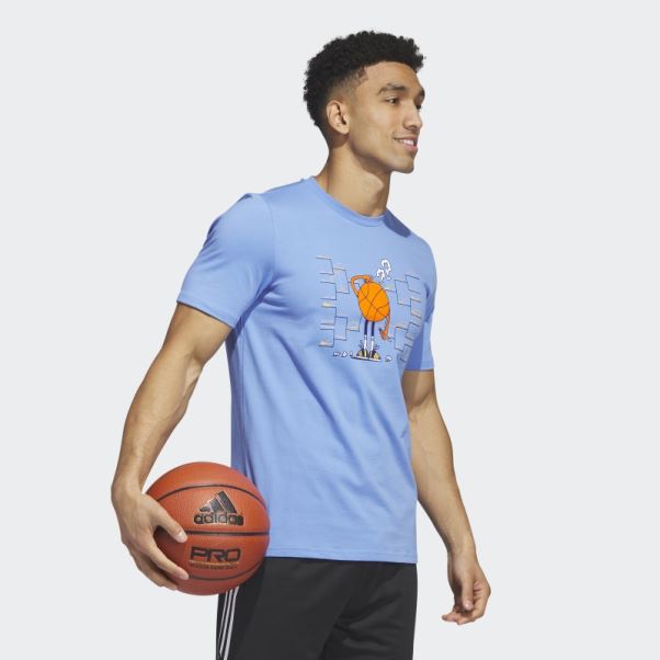 Lil Stripe Support Graphique Manches Courtes Basketball Tee Bleu Adidas