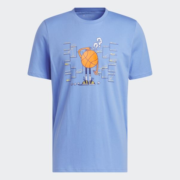 Lil Stripe Support Graphique Manches Courtes Basketball Tee Bleu Adidas
