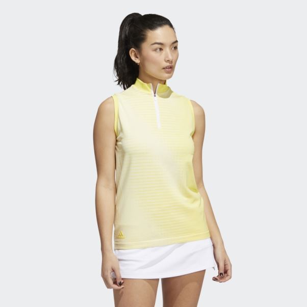 Polo Sans Manches Adidas Primeknit Jaune