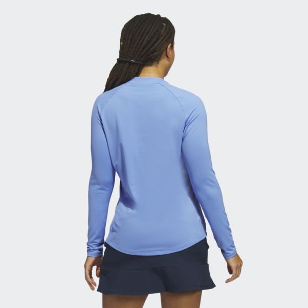 Polo De Golf Adidas Quart-zip Manches Longues Bleu
