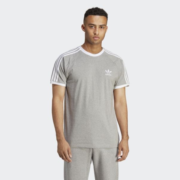 Tee Shirt Adidas Adicolor Classics 3 Bandes Gris Moyen