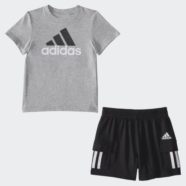 Ensemble Short Cargo Adidas Ib Sstee Gris Chiné