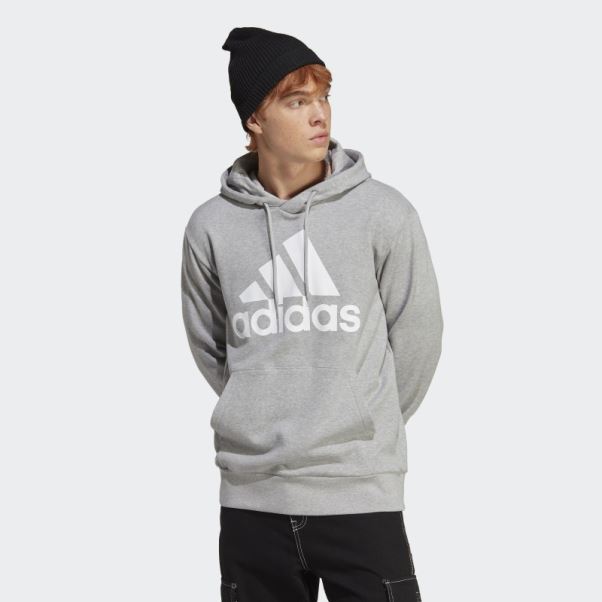 Sweat à Capuche Gris Moyen Adidas Essentials French Terry Gros Logo