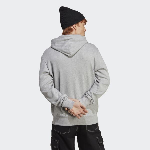 Sweat à Capuche Gris Moyen Adidas Essentials French Terry Gros Logo