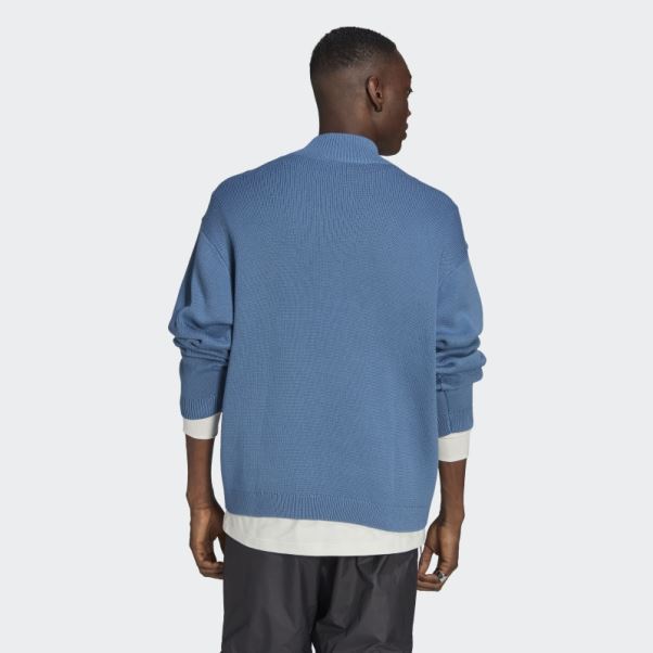 Adidas Pull Pull En Maille Bleu Altéré