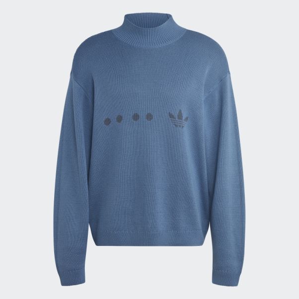 Adidas Pull Pull En Maille Bleu Altéré