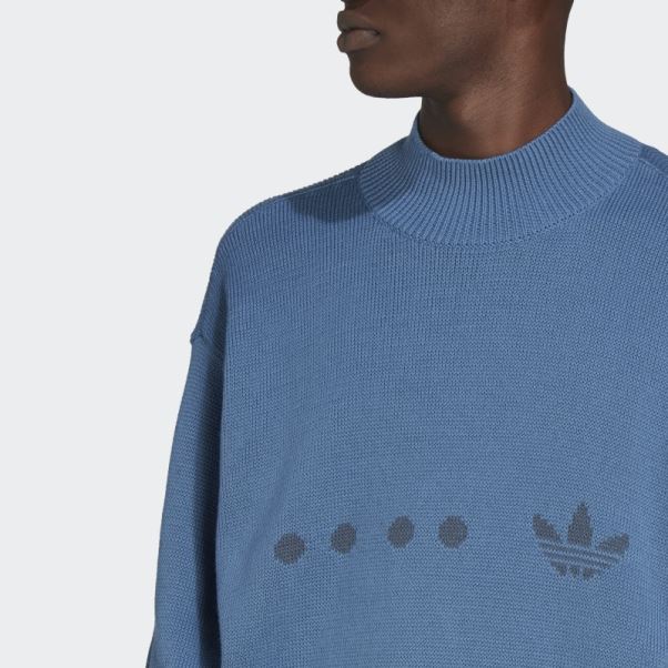 Adidas Pull Pull En Maille Bleu Altéré