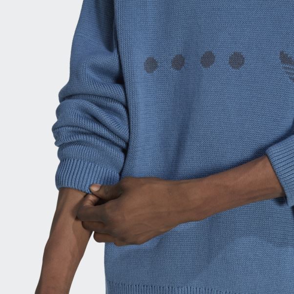 Adidas Pull Pull En Maille Bleu Altéré