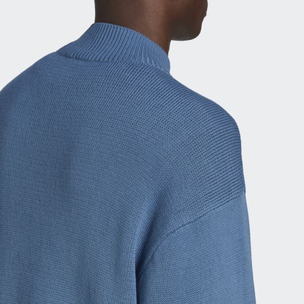 Adidas Pull Pull En Maille Bleu Altéré