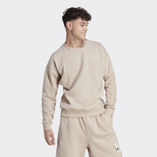 Sweat Adidas Lounge Fleece Taupe Chaud