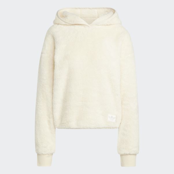 Sweat à Capuche Adidas Essentials+ Fluffy Teddy Blanc