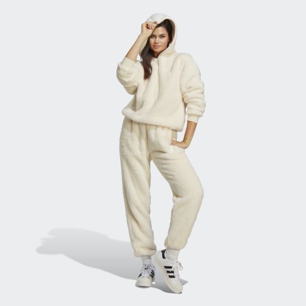 Sweat à Capuche Adidas Essentials+ Fluffy Teddy Blanc