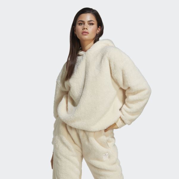 Sweat à Capuche Essentials+ Fluffy Teddy Blanc Adidas