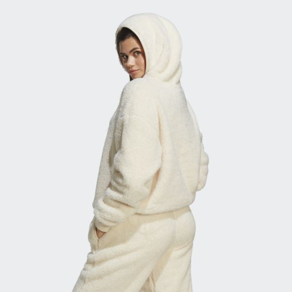 Sweat à Capuche Essentials+ Fluffy Teddy Blanc Adidas