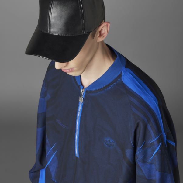 Version Bleu Haut De Survêtement En Soie à Demi-zip De Football Adidas Bleu