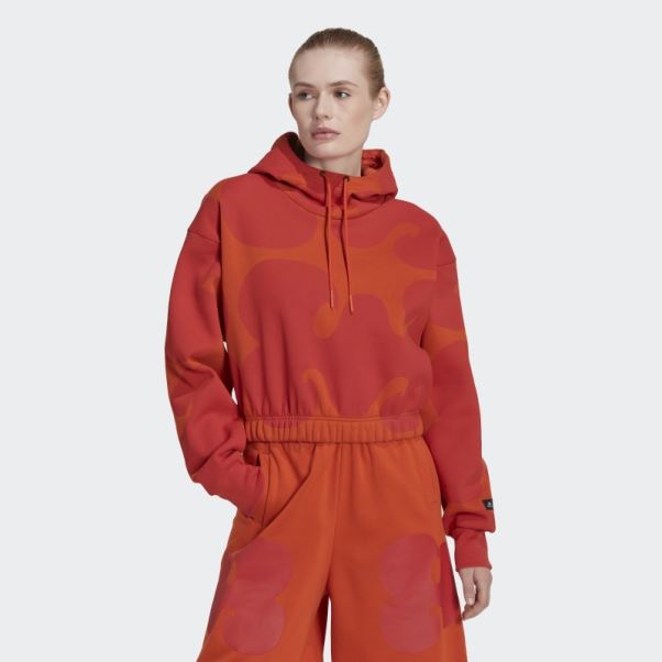 Sweat à Capuche Court Marimekko Orange Adidas