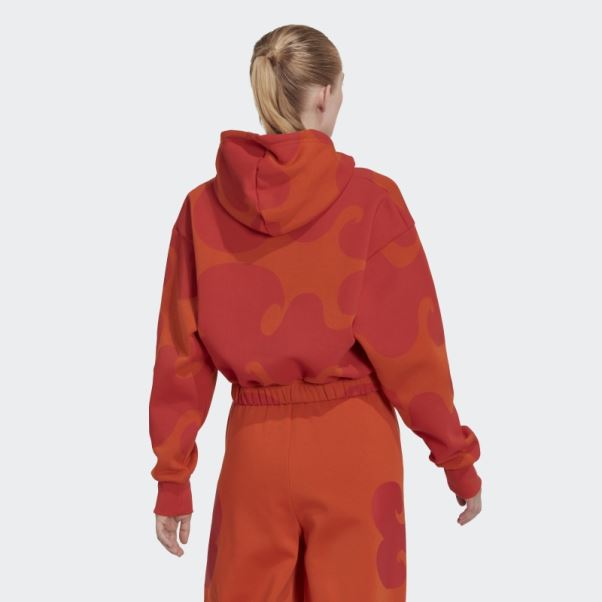 Sweat à Capuche Court Marimekko Orange Adidas
