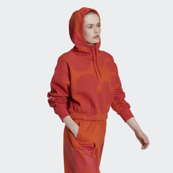Sweat à Capuche Court Orange Marimekko Adidas