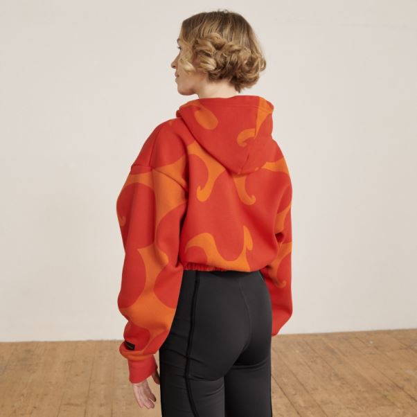 Sweat à Capuche Court Orange Marimekko Adidas