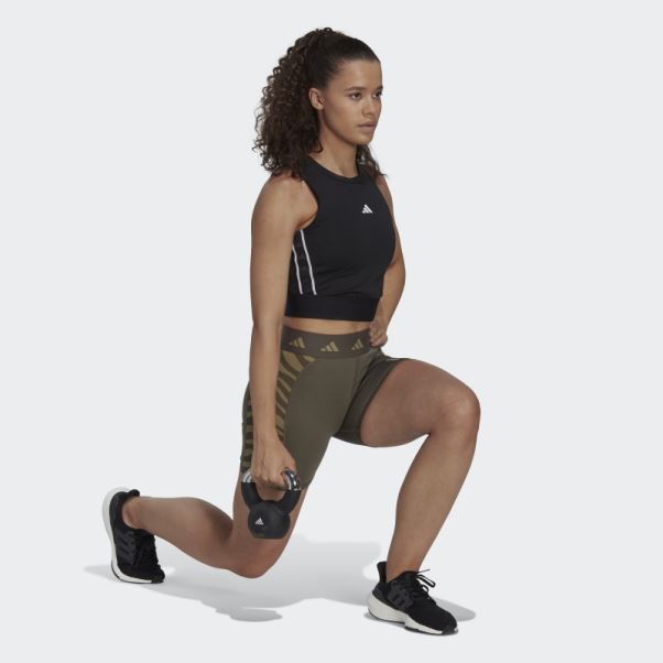 Branch Hyperglam Techfit Zebra Leggings Courts Taille Haute Adidas Fashion