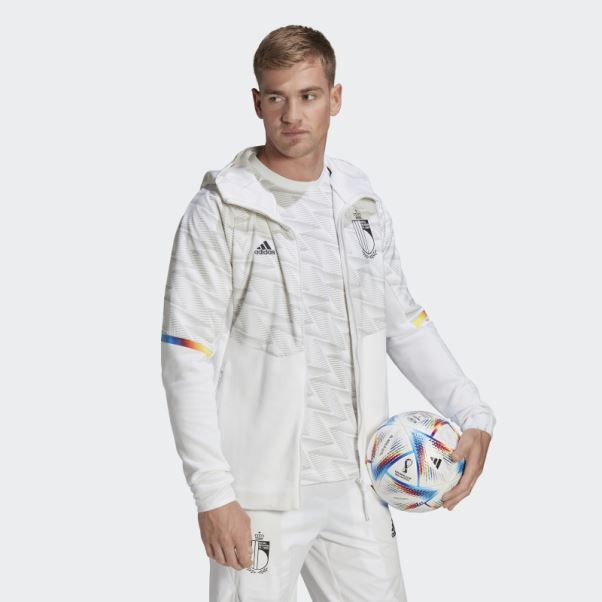 Adidas Belgium Game Day Full-zip Travel Hoodie Blanc
