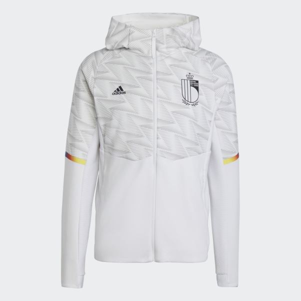 Adidas Belgium Game Day Full-zip Travel Hoodie Blanc