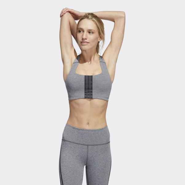 Soutien-gorge à Maintien Moyen Powerimpact Training Adidas Gris Foncé Chiné