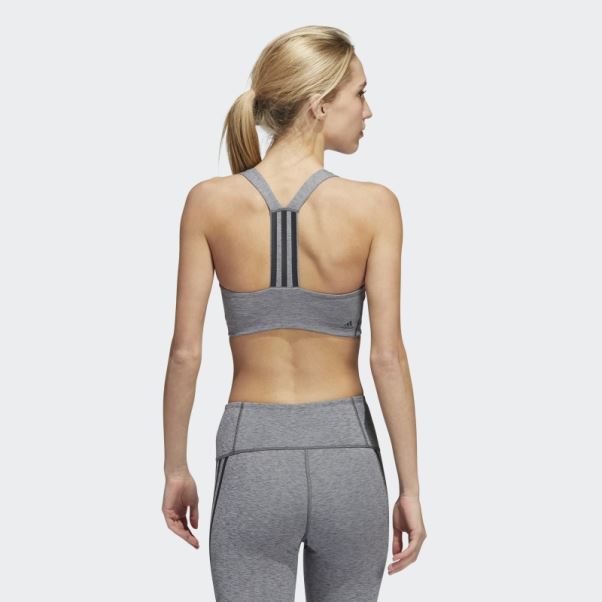 Soutien-gorge à Maintien Moyen Powerimpact Training Adidas Gris Foncé Chiné