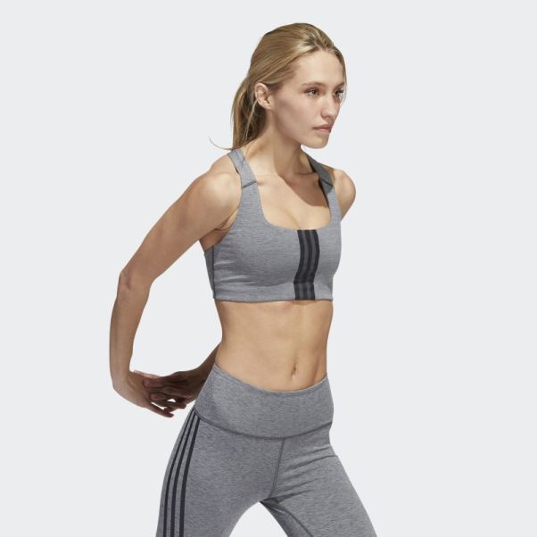 Soutien-gorge à Maintien Moyen Powerimpact Training Adidas Gris Foncé Chiné