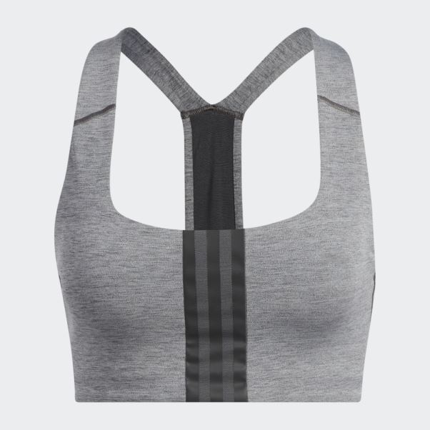 Soutien-gorge à Maintien Moyen Powerimpact Training Adidas Gris Foncé Chiné