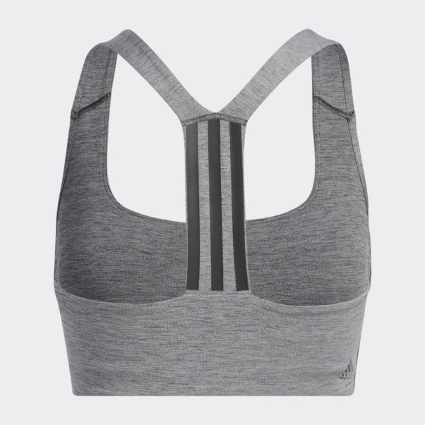 Soutien-gorge à Maintien Moyen Powerimpact Training Adidas Gris Foncé Chiné