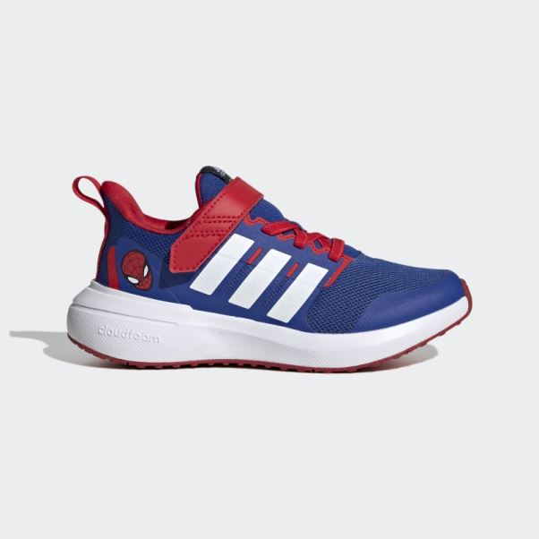 Adidas X Marvel Fortarun Spider-man 2.0 Cloudfoam Sport Lace Top Strap Chaussures Bleu Royal Chaud