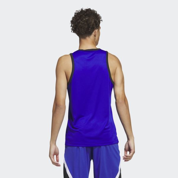 Débardeur Adidas Basketball 3-stripes Bleu Chaud