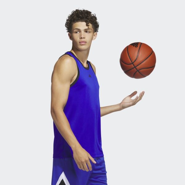 Débardeur Adidas Basketball 3-stripes Bleu Chaud