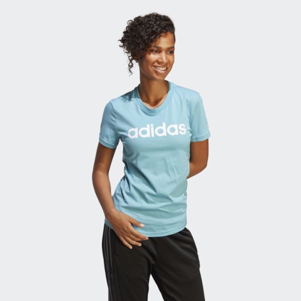 T-shirt Slim Logo Essentials Bleu Adidas