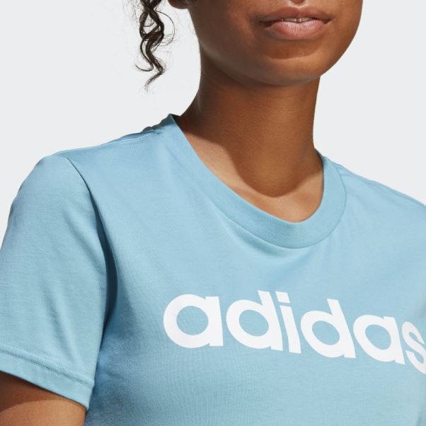 T-shirt Slim Logo Essentials Bleu Adidas