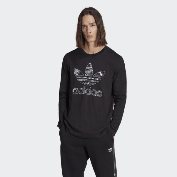 T-shirt Manches Longues Adidas Graphiques Camo Stripe Noir