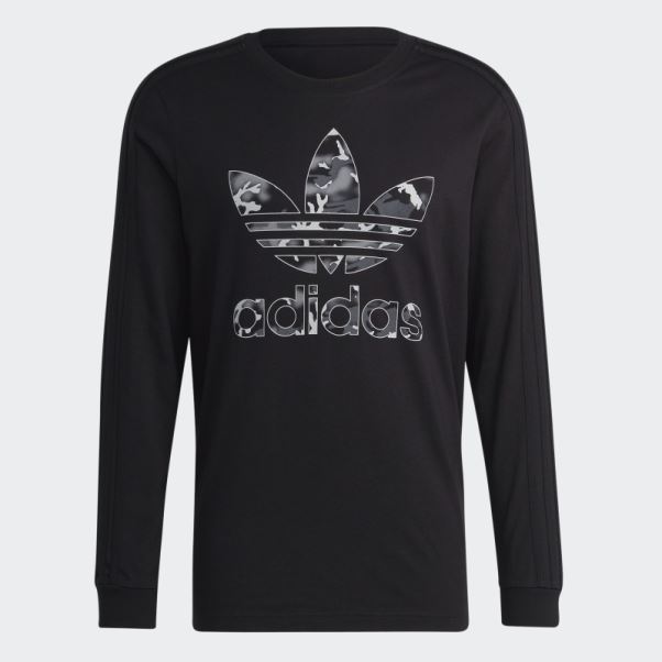 T-shirt Manches Longues Adidas Graphiques Camo Stripe Noir