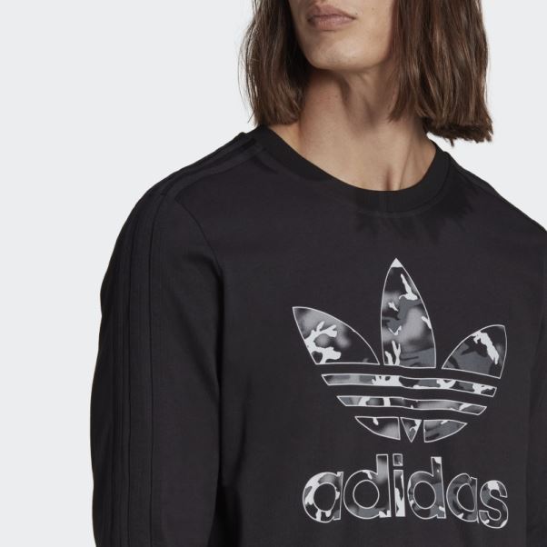 T-shirt Manches Longues Adidas Graphiques Camo Stripe Noir