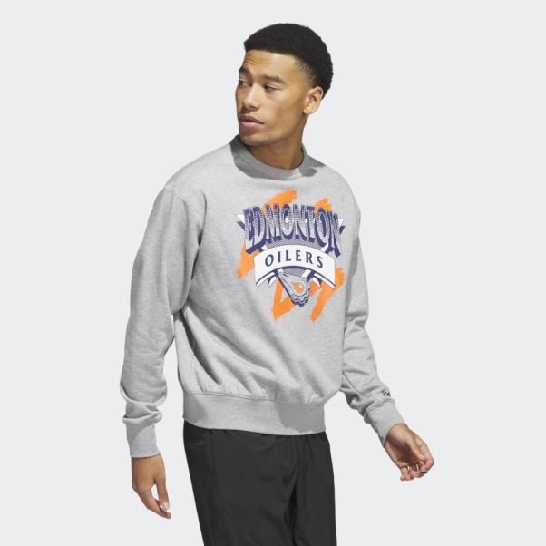 Sweat Adidas Oilers Vintage Crew Gris Moyen
