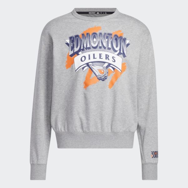 Sweat Adidas Oilers Vintage Crew Gris Moyen