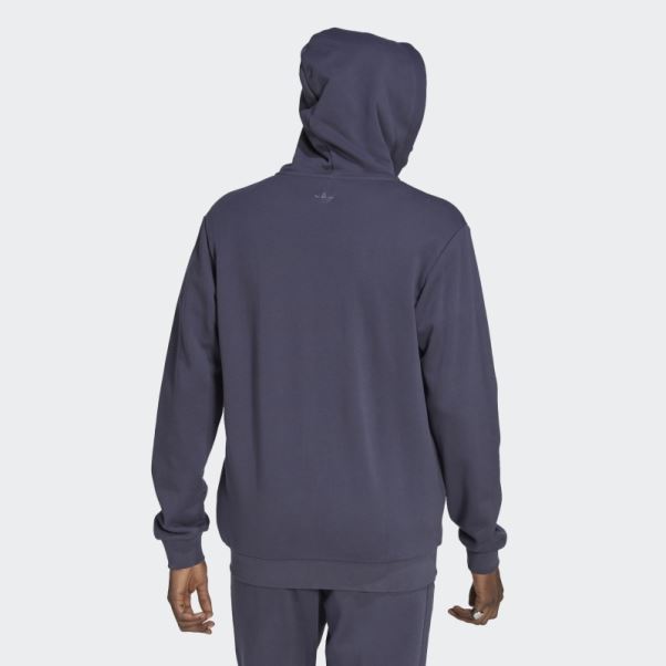 Adidas Sweat à Capuche Zippé Brodé Bleu Marine