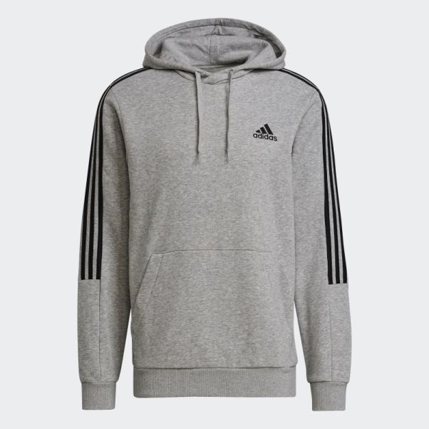 Sweat à Capuche Essentials Fleece Cut 3-stripes Adidas Gris Moyen