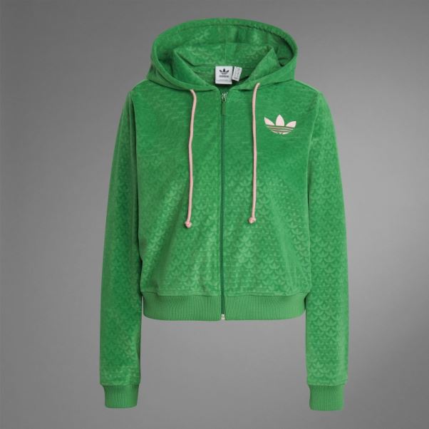Adidas Adicolor Heritage Now Sweat à Capuche Zippé En Velours Vert
