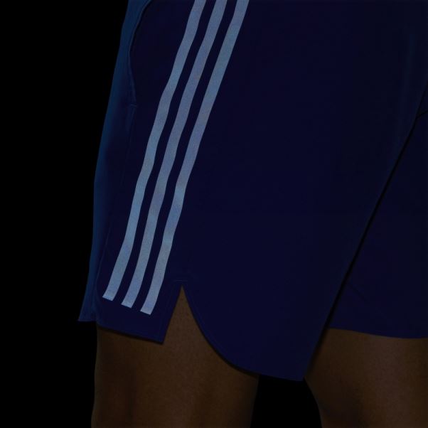 Short Bleu Royal Run Icon à 3 Bandes Réfléchissantes Adidas